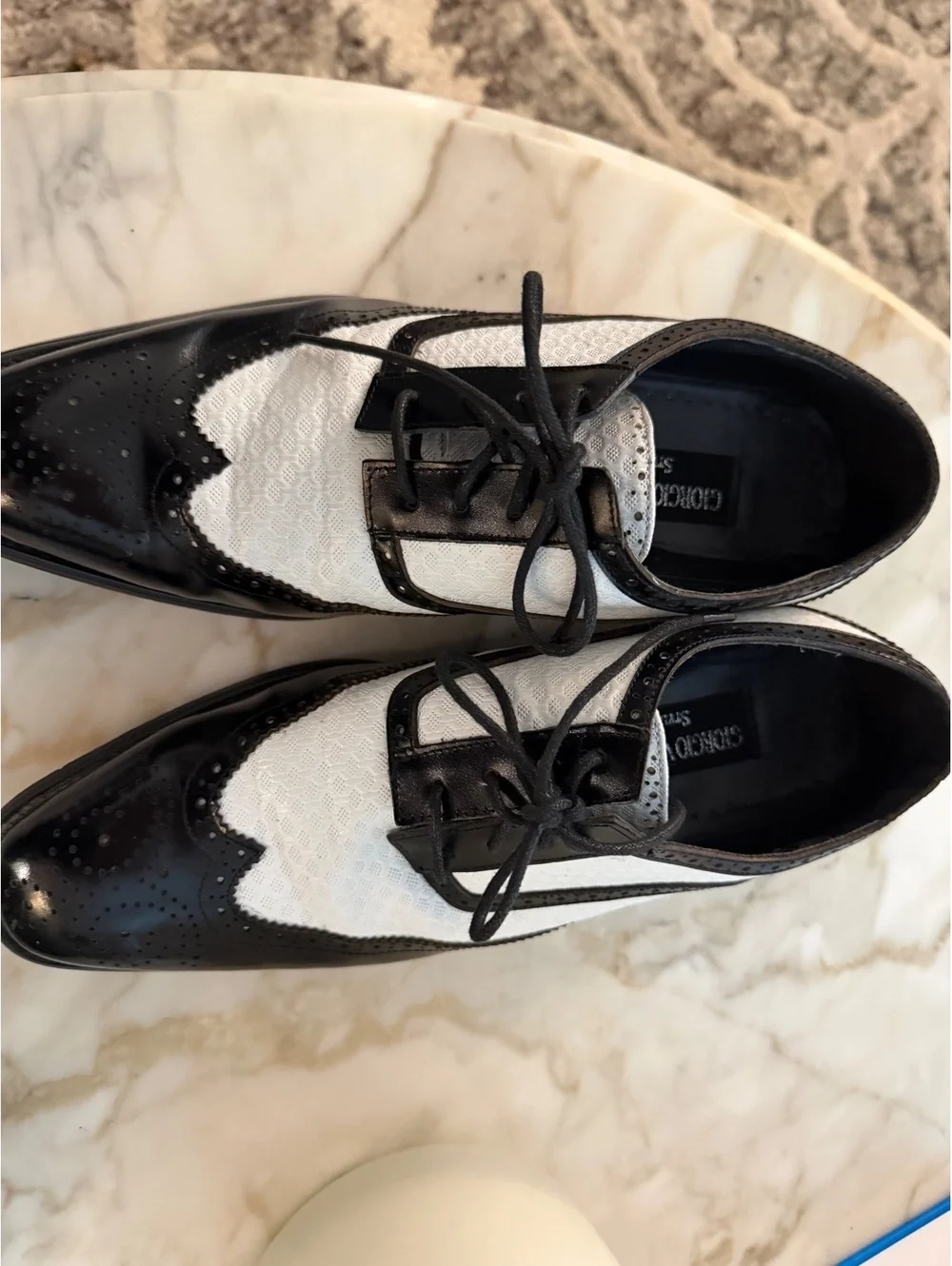 Giorgio Venturi Men's Two-Tone Black sz 8 and White Oxford Dress Shoes